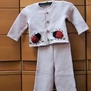 KNITTED WOOL PINK 2 PIECE SET FOR BABY GIRL